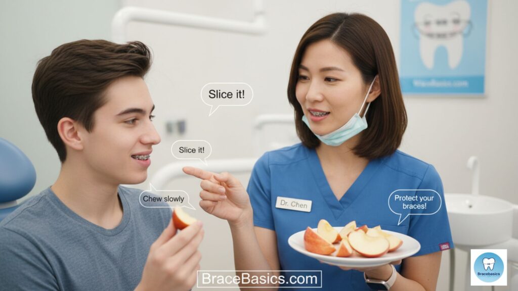 orthodontist-talks-about-eating-apples-with-braces